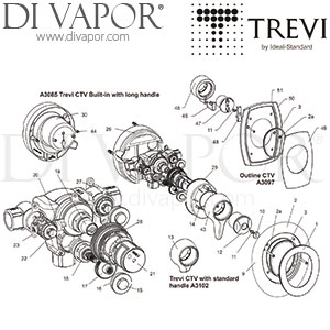 Trevi CTV Extended Lever Built-In Shower Valve Spare Parts - IDL DV 343